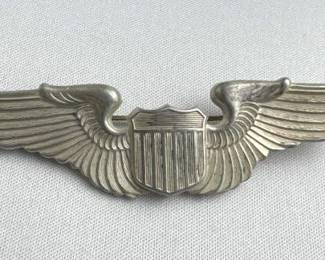 925 Silver WWII Air Force Military Pilot Wings Pin
