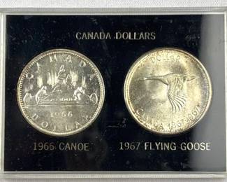 1966-67 Silver Canada Dollars, Canoe & Goose