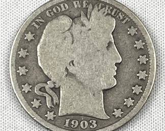 1903 Barber Silver Half Dollar, US 50c Coin
