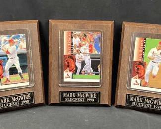 (3) Mark McGwire Cards in Wooden Plaques