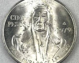 1979 Mexico 100 Pesos Silver, UNC/BU