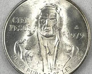 1979 Mexico 100 Pesos Silver, UNC/BU