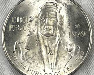 1979 Mexico 100 Pesos Silver, UNC/BU