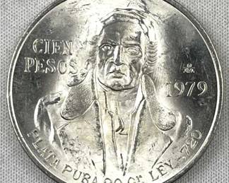 1979 Mexico 100 Pesos Silver, UNC/BU