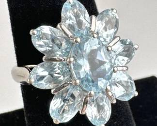 925 Silver Sky Blue Topaz Cocktail Ring