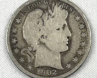 1902-O Barber Silver Half Dollar, US 50c Coin