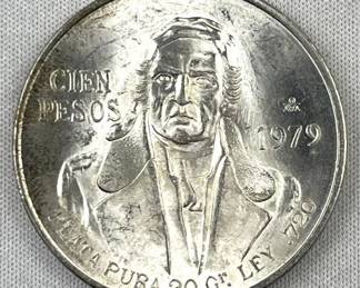 1979 Mexico 100 Pesos Silver, UNC/BU
