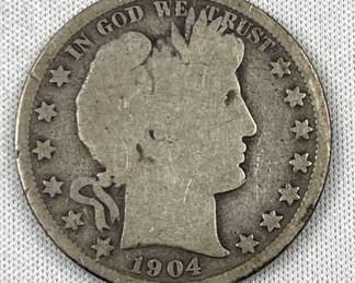 1904 Barber Silver Half Dollar, US 50c Coin