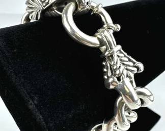 925 Silver Dragon Head Puffed Link Bracelet