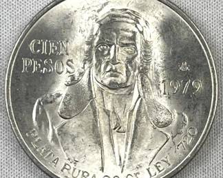 1979 Mexico 100 Pesos Silver, UNC/BU