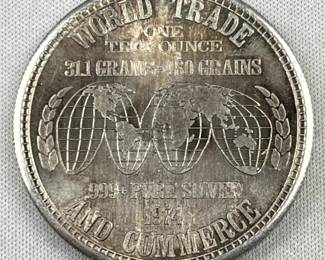 1oz Silver Vintage World Trade Unit .999 Fine