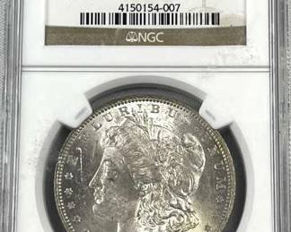 1879 NGC MS62 Morgan Silver Dollar, US $1 Coin