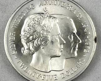 1972 Silver Large Cayman Islands Queen Eliz. II