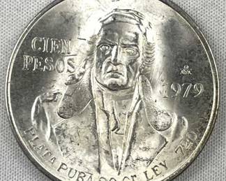 1979 Mexico 100 Pesos Silver, UNC/BU