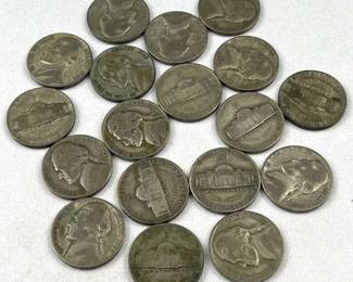 (18) Silver War Nickels, WWII Era 35% in Pouch