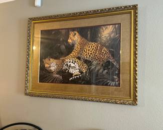 Tigers in framed & matted glass frame