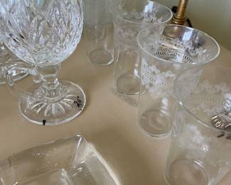 Etched crystal glasses