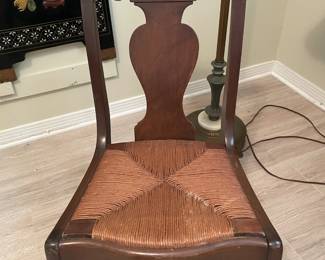 Lady’ s slipper rocker with rush seat $100