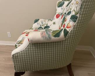 Custom newly upholstered club chair with contrasting upholstered back.  $250