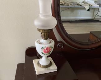 Antique mahogany vanity with mirror.  $350