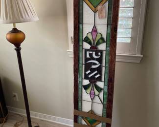 Antique stained glass transom $250