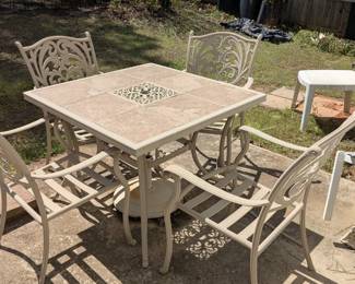 Cream Outdoor Set, Seats Four Iron Set 
