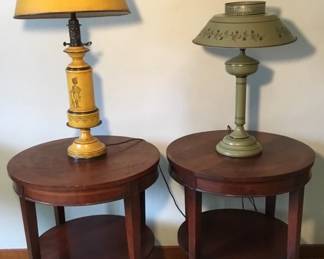 Twin Tables with Tin Lamps