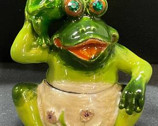 Keren Kopal Enameled Frog Trinket Box
