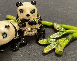 Keren Kopal Enameled Panda Trinket Box
