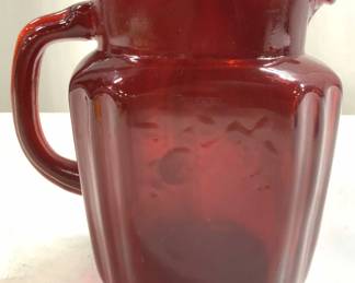 Vintage Art Glass Pitcher Ruby Red
