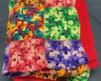 Multicolor Handmade Crochet Knit Blanket
