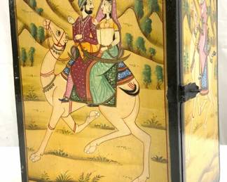 Vintage Hand Painted Persian Chest W Shelf
