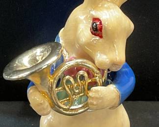 Keren Kopal Rabbit Playing Horn Trinket Box
