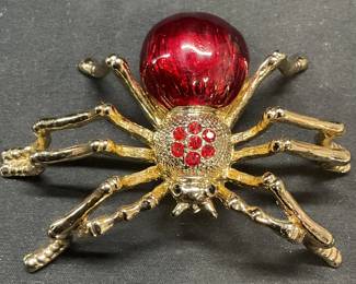 Keren Kopal Enameled Crystal Spider Trinket Box
