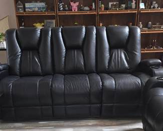Black Leather Electric Reclining Couch