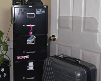 4 Drawer File Cabinet  - Cowboy Statue - Suitcase - Lamp