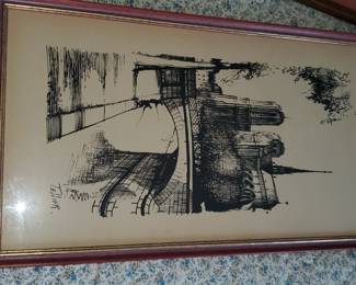 souvenier french lithograph vintage 1950's