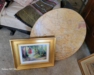 fine art paintings, round marble top