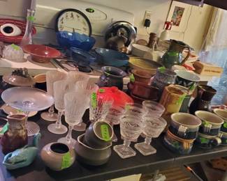 handmade pottery vases, pitchers, soup tureens, etc