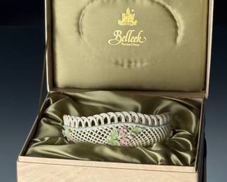 Belleek Ireland 4-Strand Weave Oval Basket Parian Porcelain China