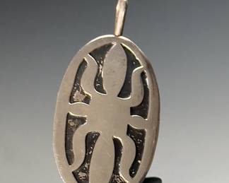 Navajo Thomas Yazzie Sterling Silver Overlay Pendant Native American Jewelry  