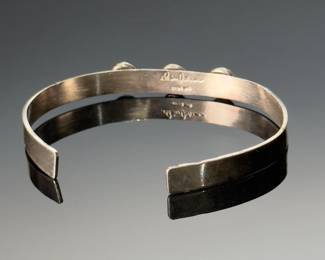 Navajo Sterling Silver & Turquoise Cuff Bracelet Signed Native American Jewelry 