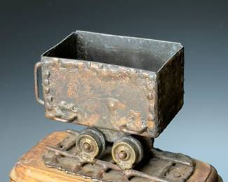 Vintage Artist Made Coal Mining Cart Metal 