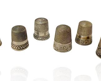 Lot of 6 Antique Thomas Brogan Thimbles Sterling Silver 