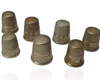 Lot of 7 Vintage SBC Simons Brothers Thimbles  