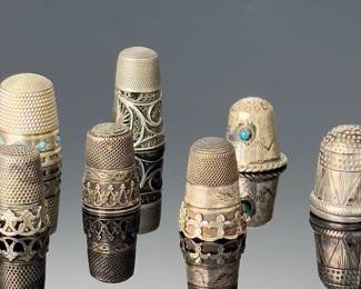 Lot of 7 Antique Silver Thimbles 