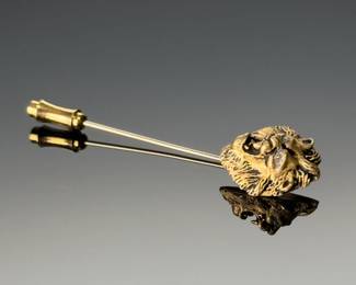14k Gold & Diamond Lion Head Stick Pin