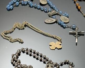 Lot of 7 Vintage Rosary Bead Cross Necklaces