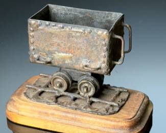 Vintage Artist Made Coal Mining Cart Metal 