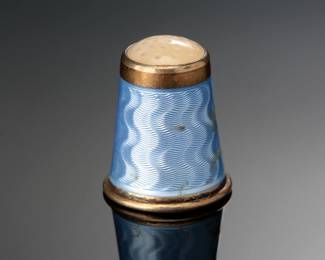David Anderson Norway Thimble Enamel #3 925 Sterling Silver & Blue Guilloche